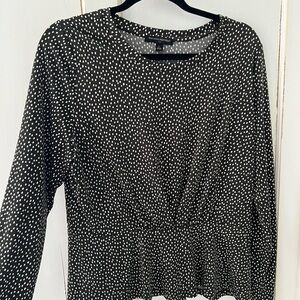 Banana Republic Dark Green and White Patterned Blouse